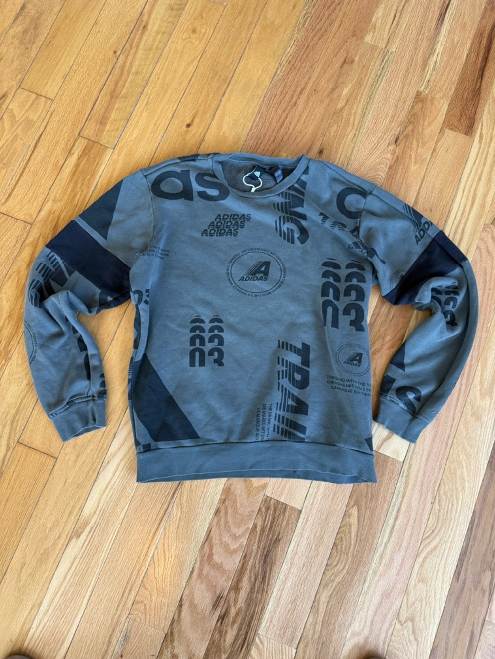 adidas Men's Charcoal Gray Graphic Crewneck Sweatshirt